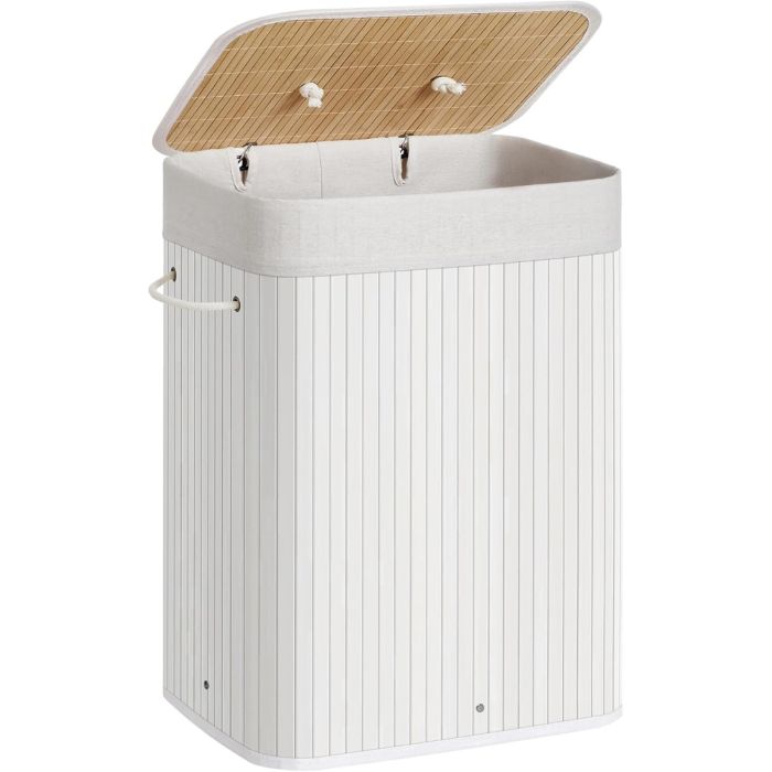 Wäschekorb Wäschesammler Bambus 72l weiss