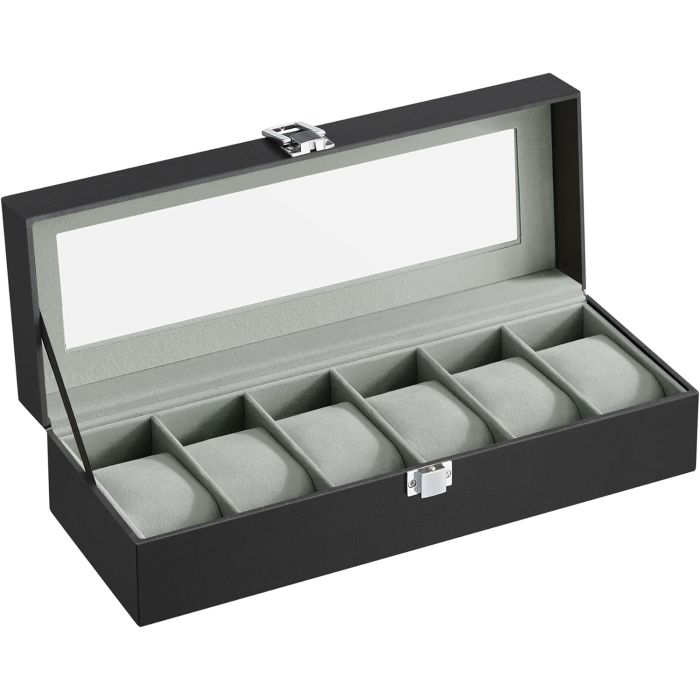 Uhren Aufbewahrung Box für 6 Uhren Schwarz