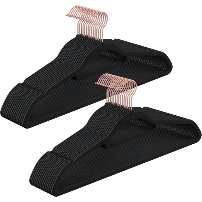 Kleiderbügel Samt 30er Set Schwarz