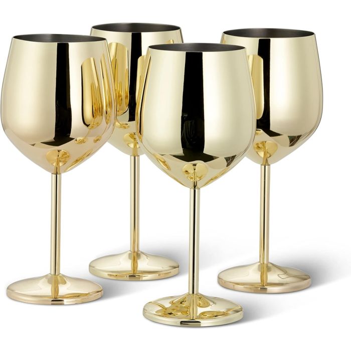 Edelstahl Weingläser Gold 4er-Set