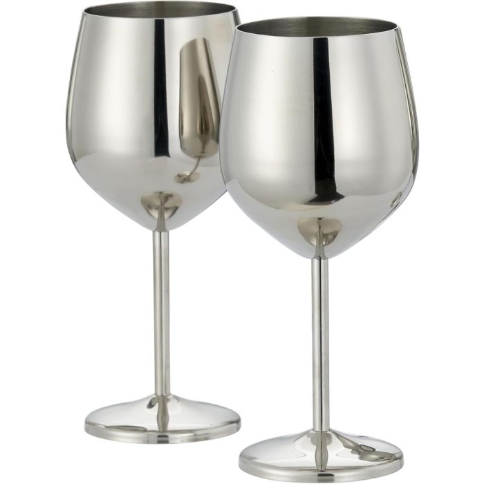 Edelstahl Weingläser Silber 2er-Set