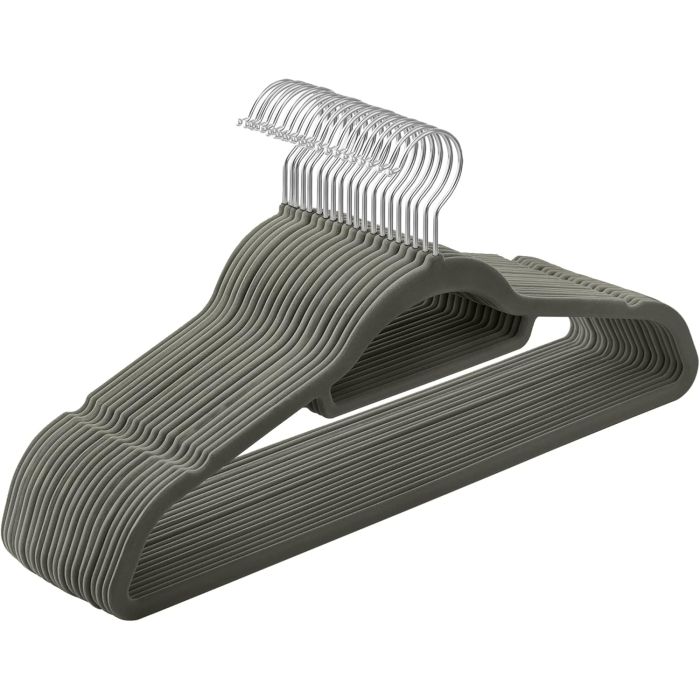 Kleiderbügel Samt 20er Set Silber-Grau