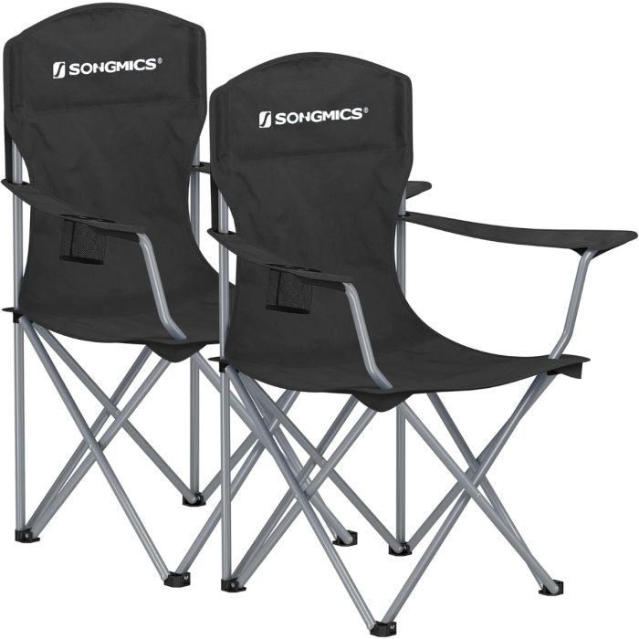 Klapp-Campingstuhl Set 2er Schwarz Oxford