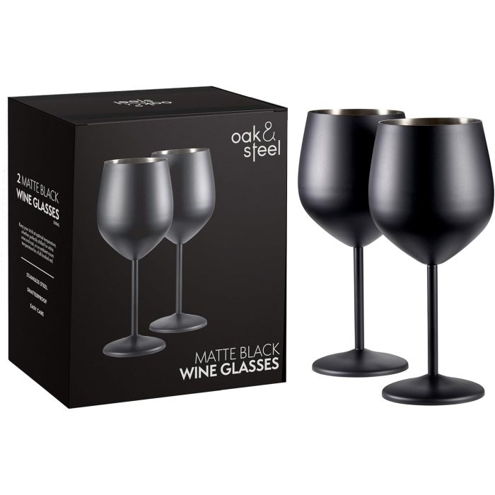 Edelstahl Weingläser Schwarz Matt 2er-Set