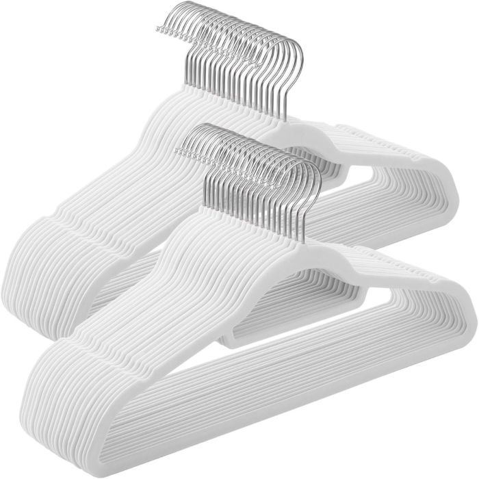 Kleiderbügel Samt 50er Set Weiss