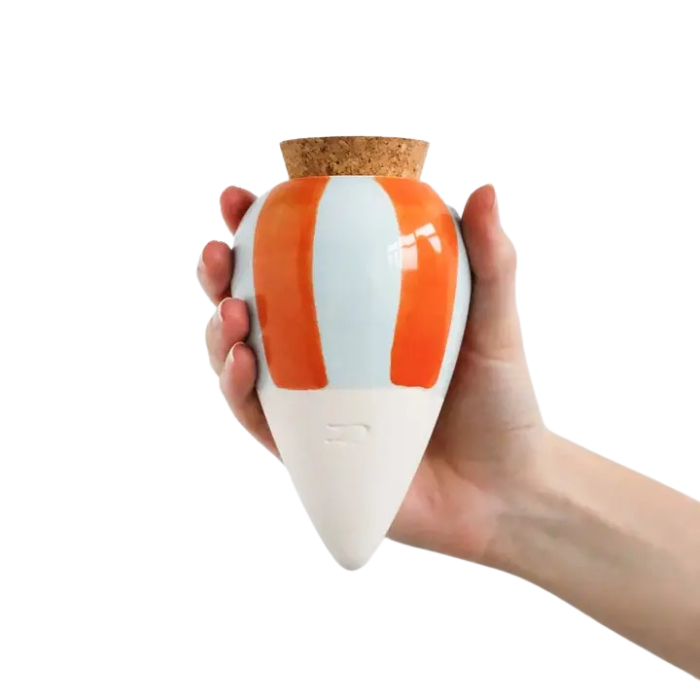 Bewässerungskegel Olla Orange-Blaue Streifen