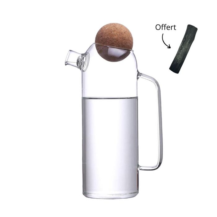 Wasserkaraffe 1L mit Binchotan Aktivkohle Wasserfilter