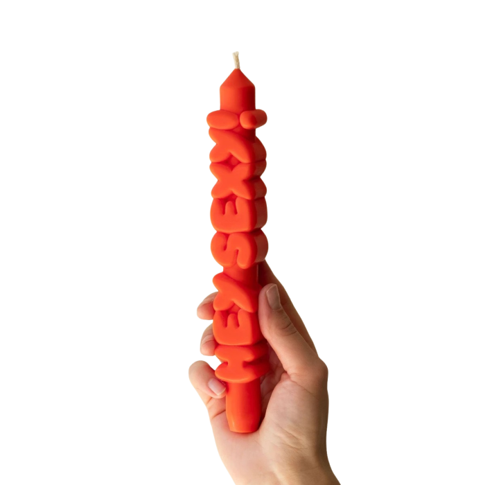Kerze Taper candle HEY SEXY! Orange