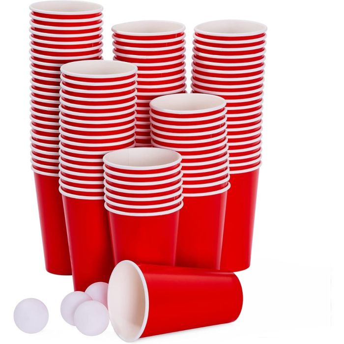 Beer Pong Set mit 100 Becher und 15 Bällen