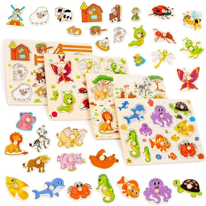 Steckpuzzle 4er Set Wildlife Holz