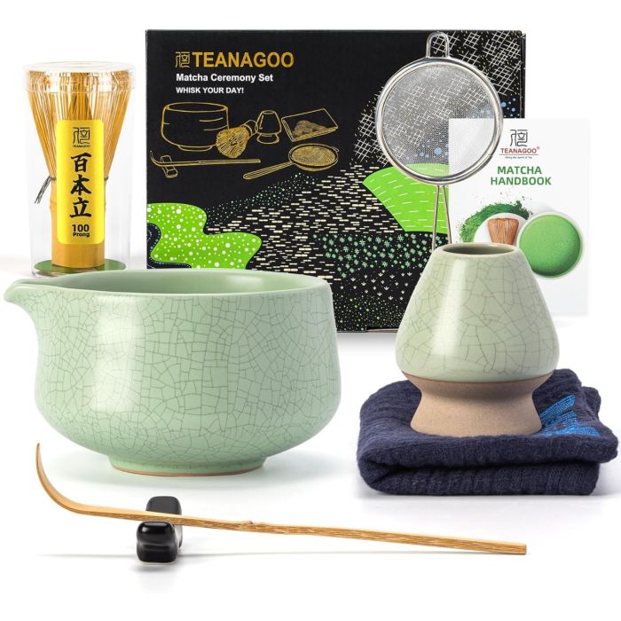 Matcha Set Hellgrün mit Ausgiessschale 7-tlg.