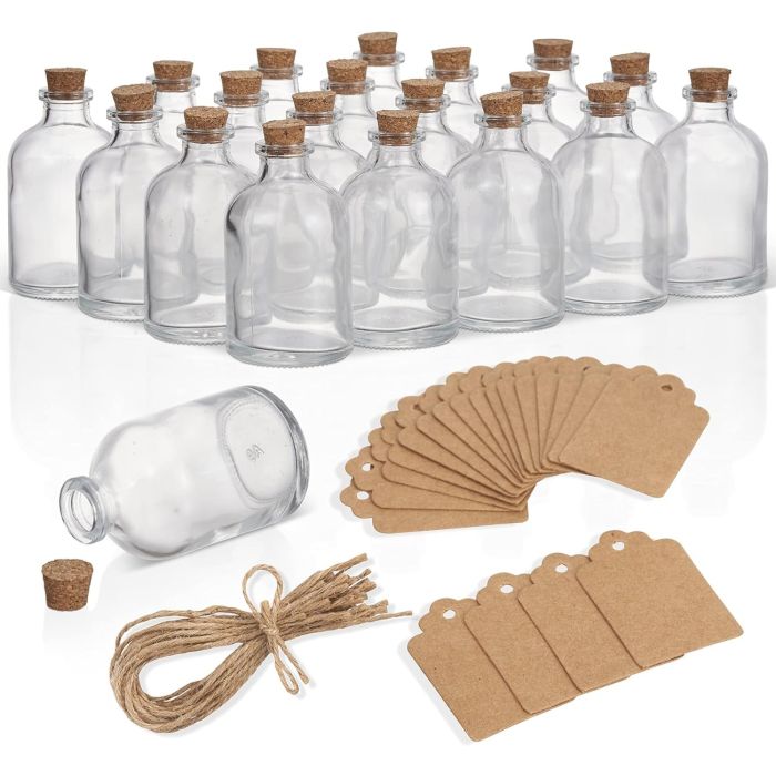 Glasflasche mit Korkstopper mini 20 Stück