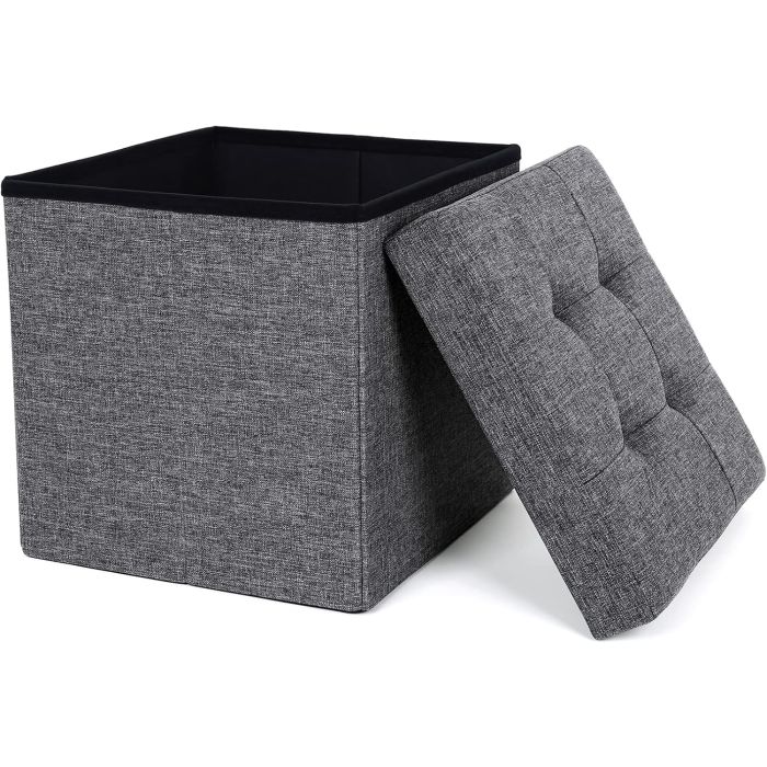 Sitzhocker mit Stauraum, Fusshocker, Sitzwürfel, dunkelgrau