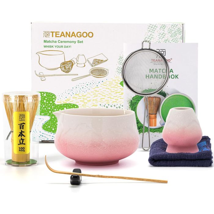 Matcha Set Pink Berg mit Ausgiessschale 7-tlg.