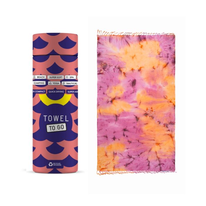 Tie Dye Strandtuch Baumwolle Hamamtuch 180x100cm Batik Lila-Orange