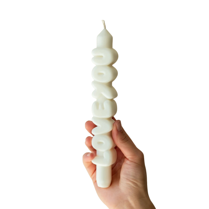 Kerze Taper candle LOVE YOU weiss