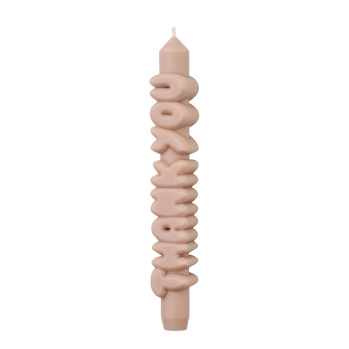Kerze Taper candle THANK YOU Cream