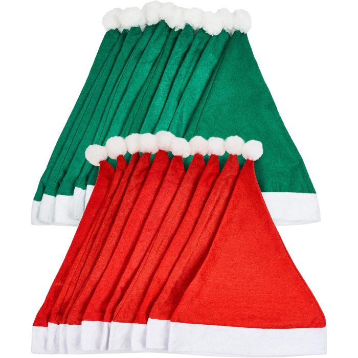 Santa Mütze rot grün 20 Stück