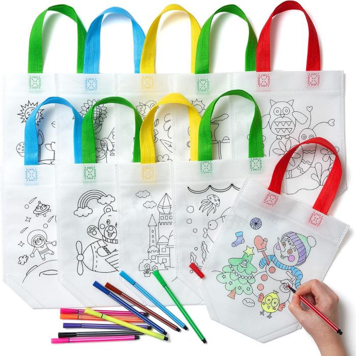 Tasche zum bemalen Color Your Own Bag 10 Stück