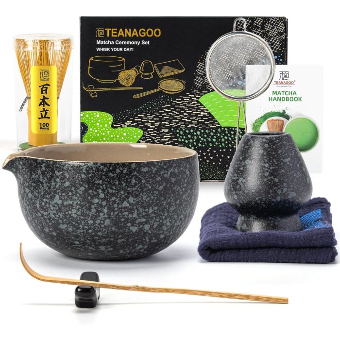 Matcha Set Obsidian mit Ausgiessschale 7-tlg.