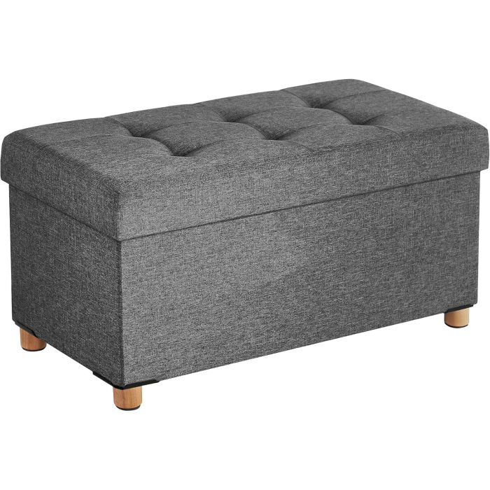 Sitzhocker mit Stauraum, klappbare Sitzbank mit Beinen, schiefergrau