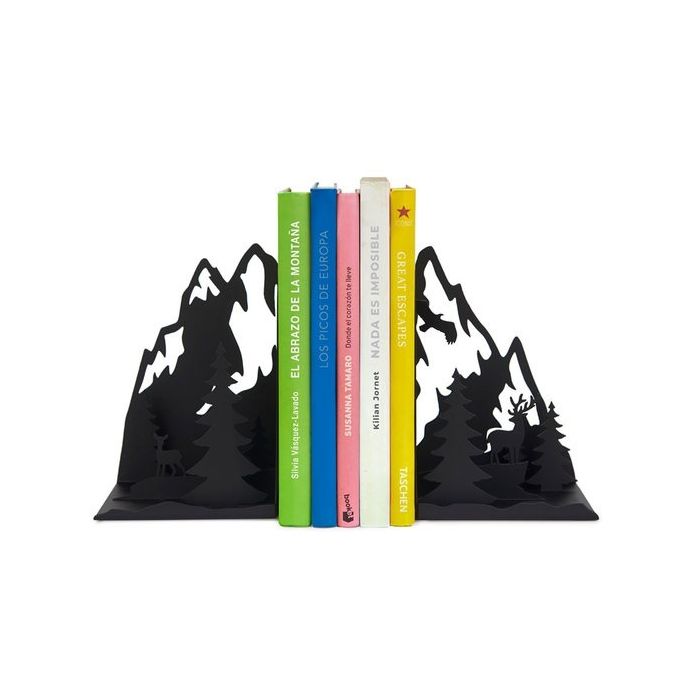 Buchstützen Berge Schwarz Metall