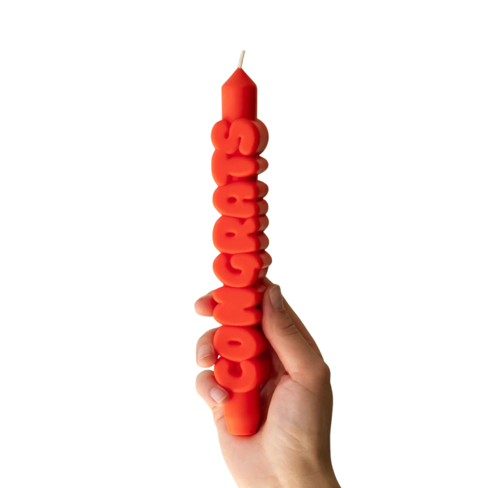 Kerze Taper candle CONGRATS Orange