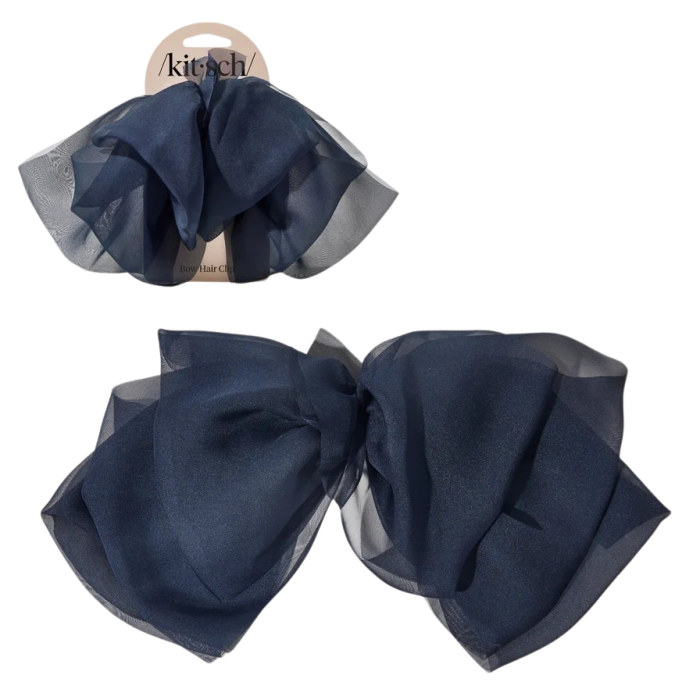 Haarspange Chiffonschleife Blaue Orchidee
