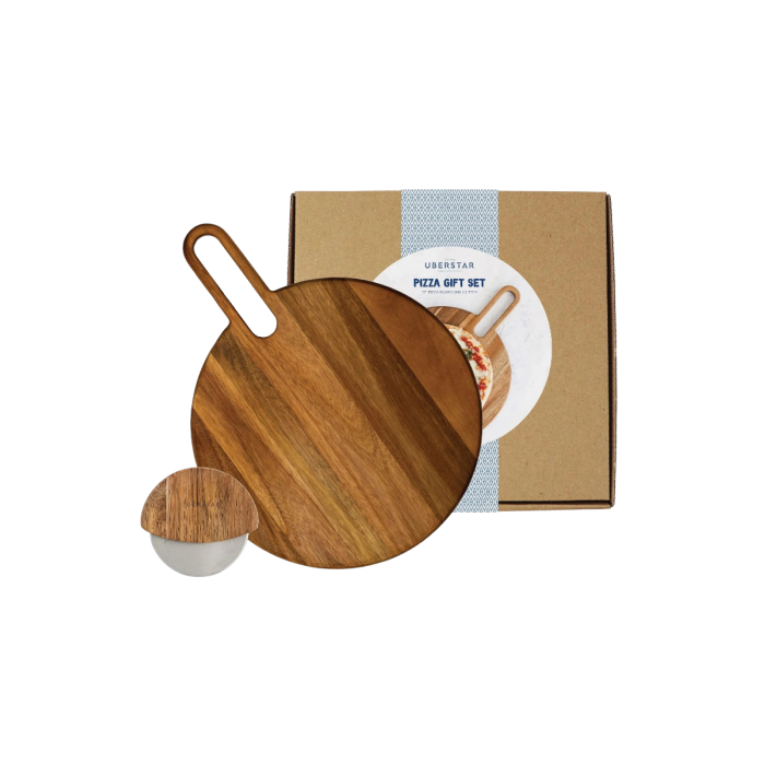 Pizzaschneider Geschenkset natur