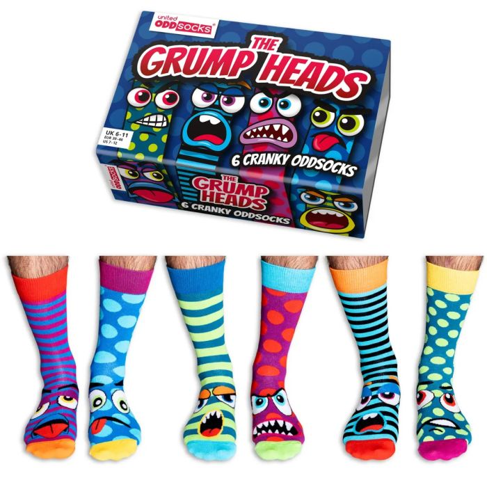 Einzelne Socken im 6er Pack, GRUMP HEADS, Gr. 39-46, mit Geschenkbox