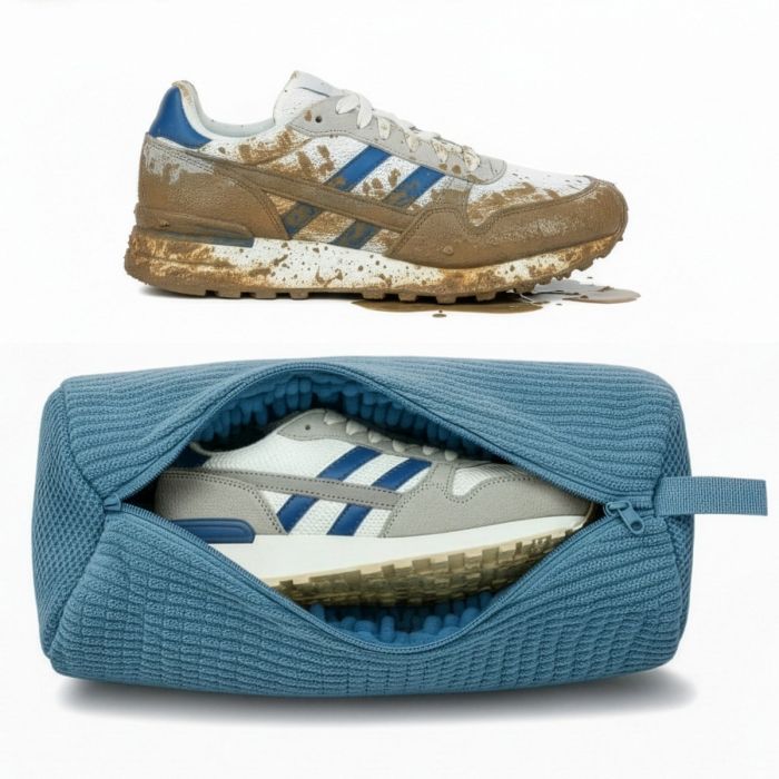 Schuhwaschbeutel blau