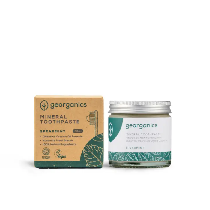 Mineralische Zahnpasta im Glas ohne Fluorid Krauseminze 60ml