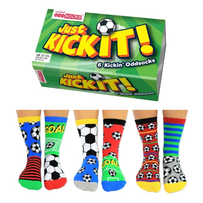 Einzelne Socken im 6er Pack, JUST KICK IT Bunte Fussbälle, Gr. 30-38, mit Geschenkbox