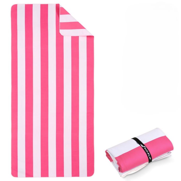 Strandtuch XXL Mikrofaser schnelltrocknendes Badetuch 200x90cm Pink - Weiss