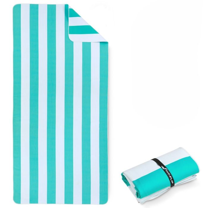 Strandtuch XXL Mikrofaser schnelltrocknendes Badetuch 160x90cm Türkis - Weiss