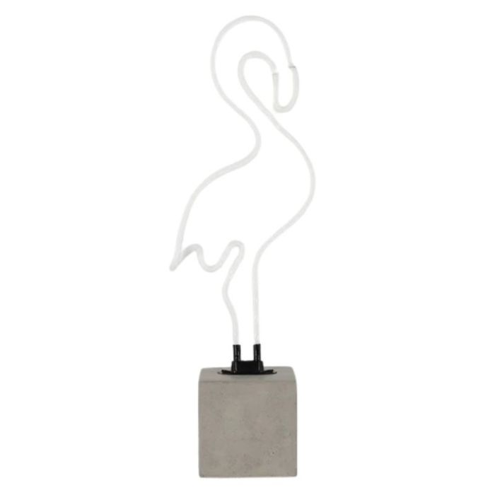 Glas Neon Tischlampe mit Betonsockel - Flamingo