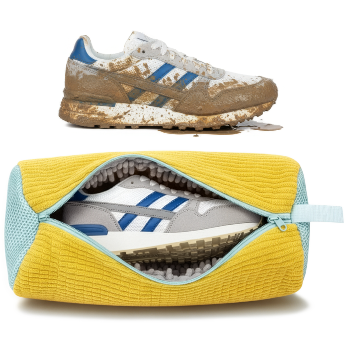 Schuhwaschbeutel gelb