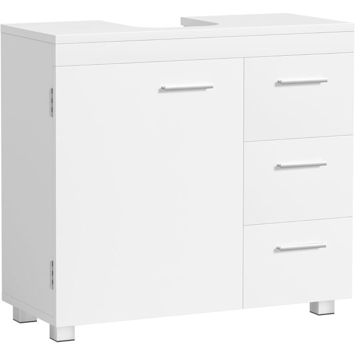 Badezimmerschrank Waschbeckenunterschrank 3 Schubladen weiss Holz