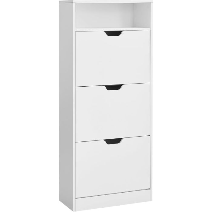 Schuhschrank 3-Fächer Weiss Holz