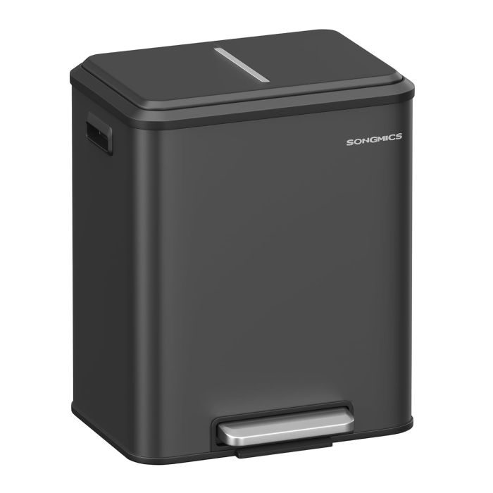 Abfalltrennsystem 2x15L Softclose Stahl Schwarz