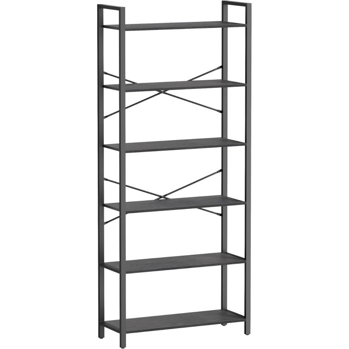 Bücherregal 6 Fächer Industrial Schwarz Stahl