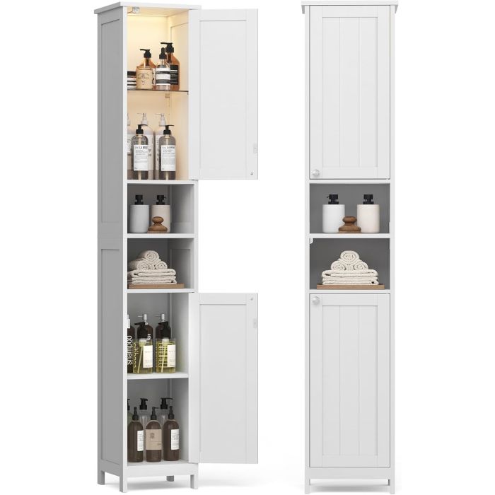 Hochschrank Bad Beleuchtung Weiss Holz