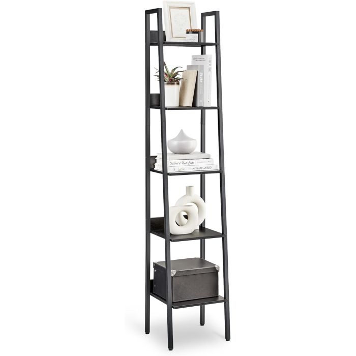 Bücherregal Leiterregal 5 Ebenen Schwarz
