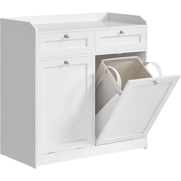 Badezimmerschrank mit Wäschekörben Weiss Holz