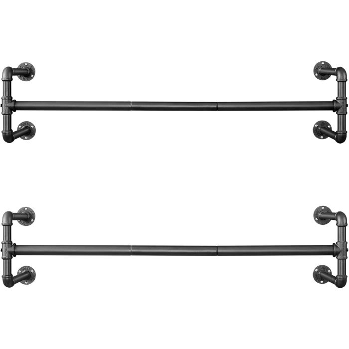 Kleiderständer Wandmontage Industrie-Design Set Schwarz