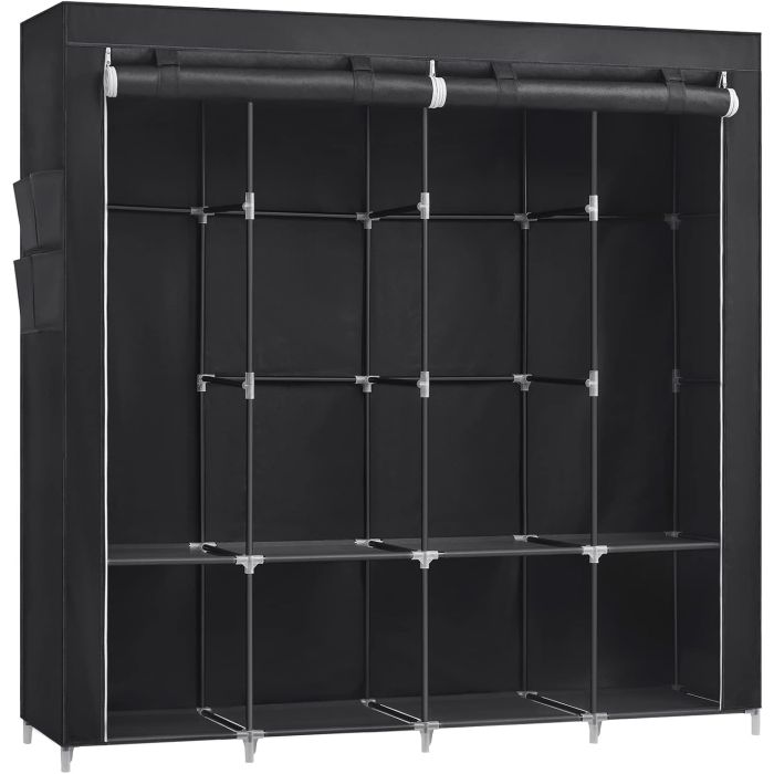 Stoffschrank 170cm schwarz 4 Hängefächer