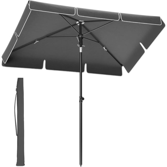 Balkonschirm knickbar UPF50+ grau 200 x 125 cm