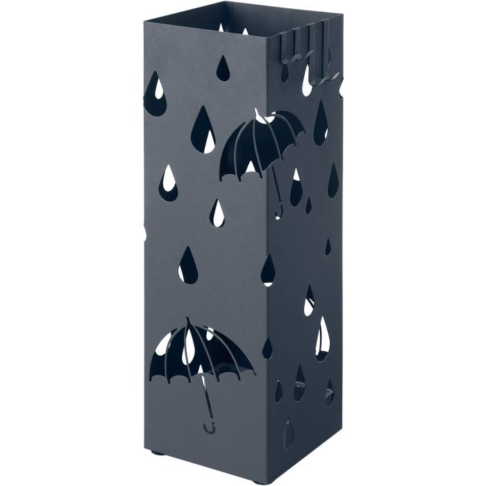 Regenschirmständer Metall quadratisch mit Haken Muster Regenschirme Anthrazit