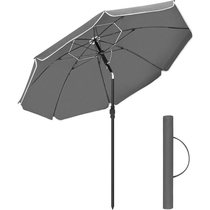Sonnenschirm 160cm UPF50+ neigbar grau Polyester