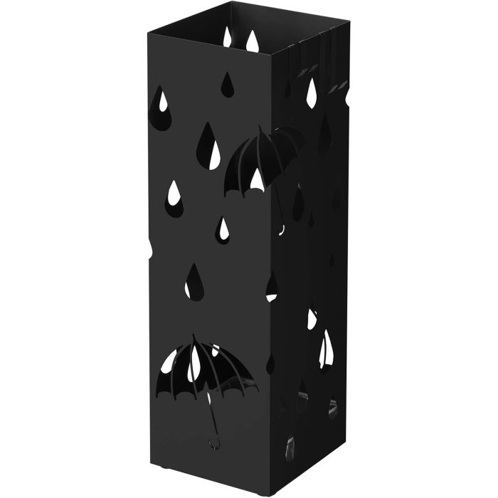 Regenschirmständer Metall quadratisch mit Haken Muster Regenschirme Schwarz
